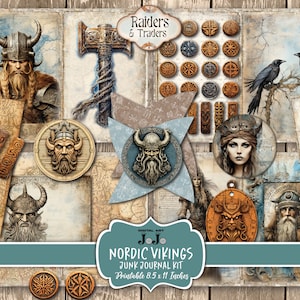 Viking Printable Junk Journal Kit, Vintage Digital Pages, Nordic ...