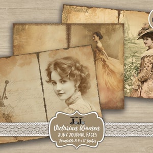 Victorian Woman Junk Journal Pages, Vintage Digital Papers Pack ...