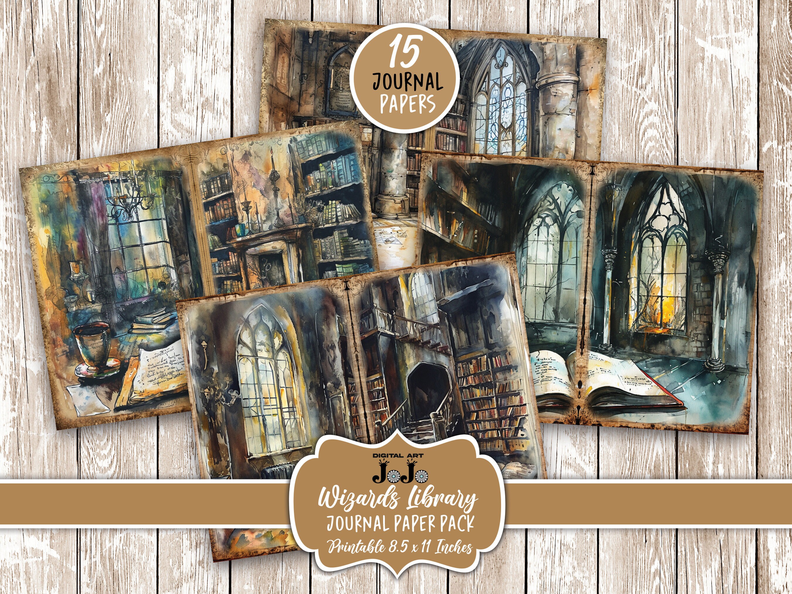 Wizard Library Junk Journal Papers, Library Books Printable Pages Pack ...
