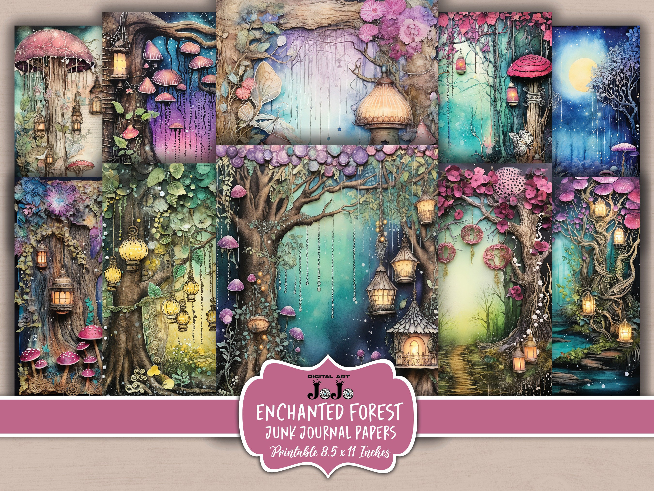Magical Forest Junk Journal Papers, Fantasy Printable Woods Pages Kit ...