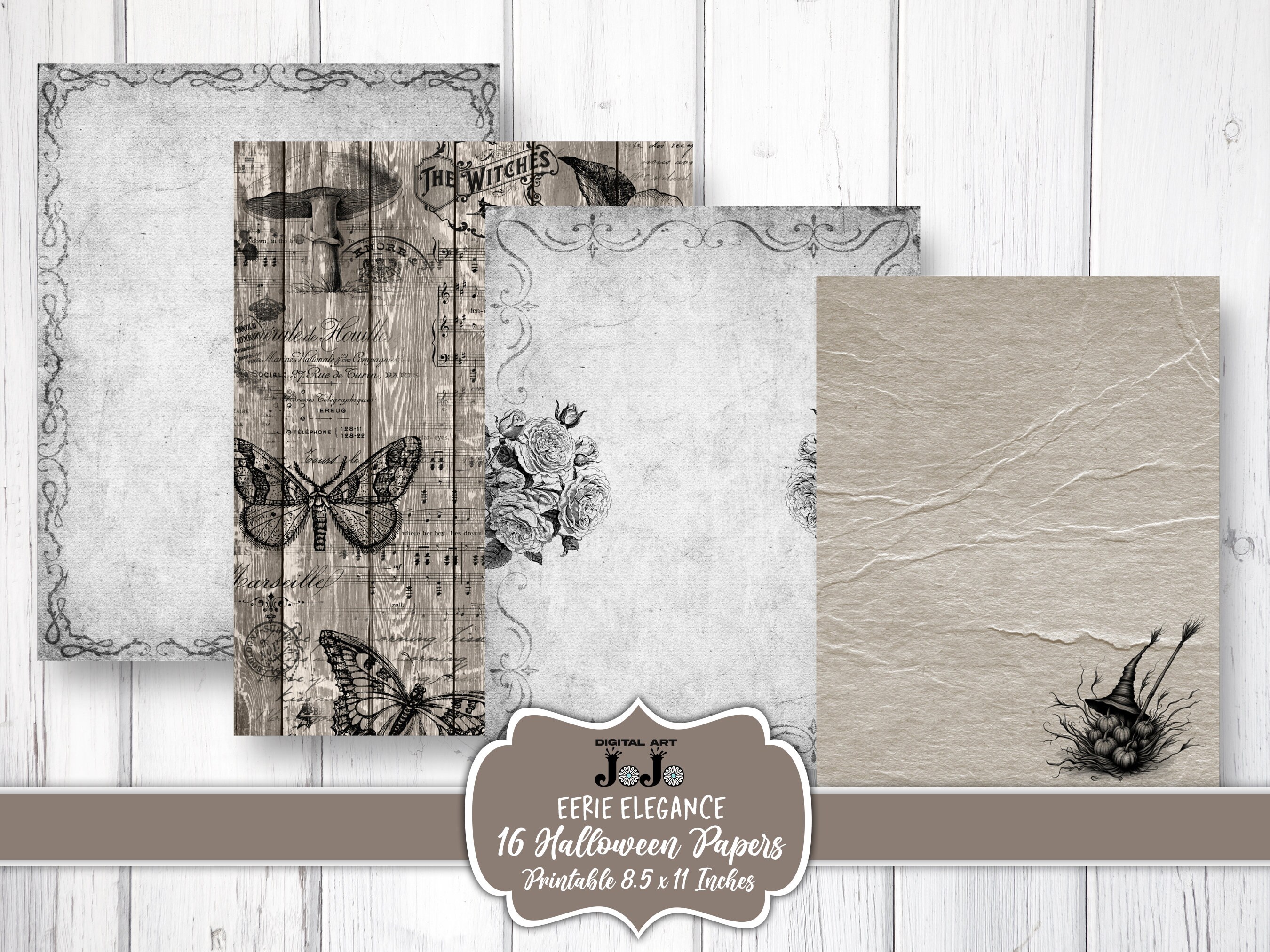 Halloween Digital Paper Pack, Printable Scrapbook Sheets, Journal Pages ...