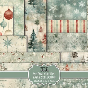 Vintage Christmas Junk Journal Papers, Winter Digital Kit, Printable Pages, Scrapbooking Supplies, Collage Set, Holiday Craft Xmas Pack
