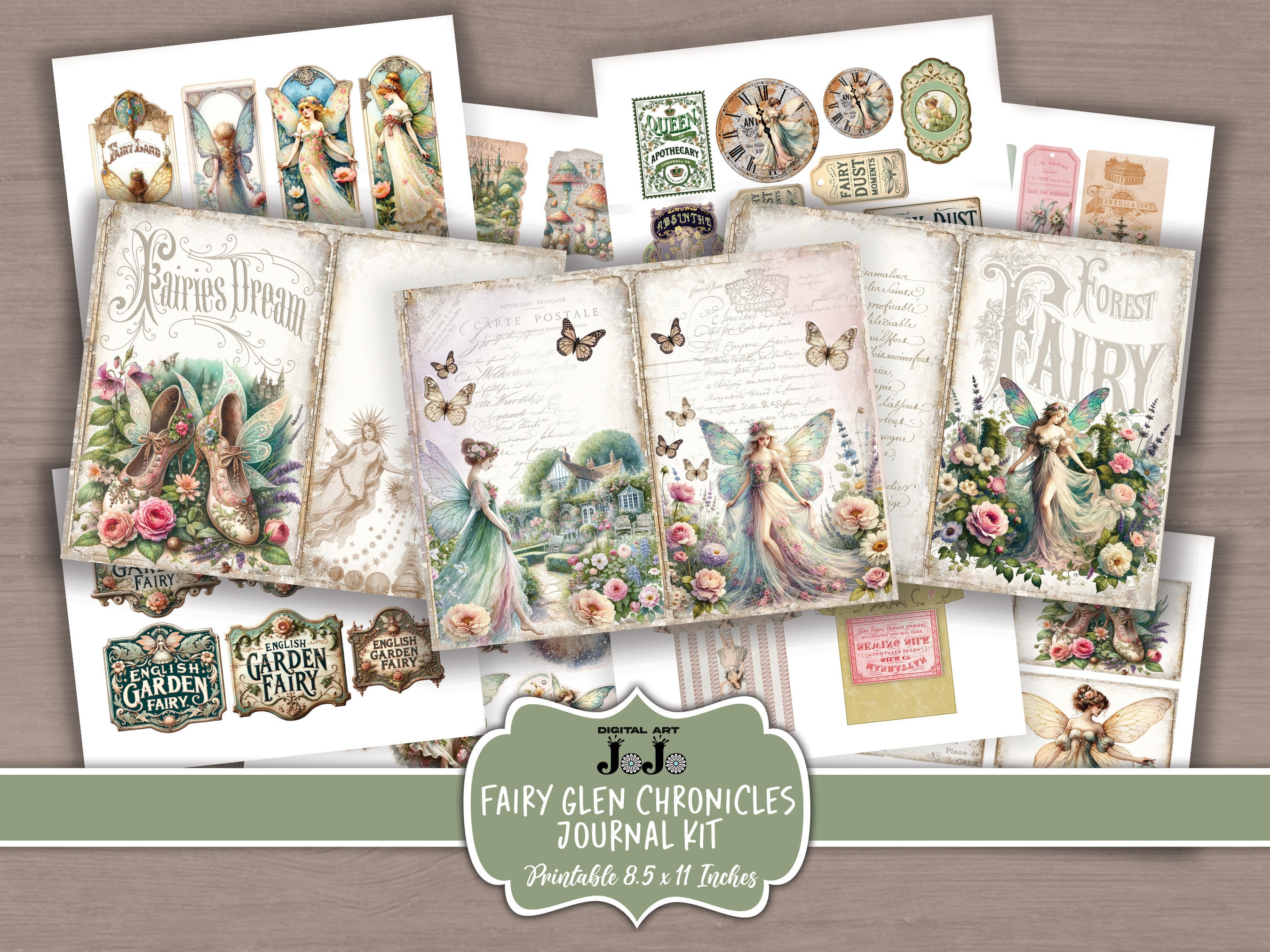 Fairy Junk Journal Printable Kit, Pastel Scrapbook Paper Set, Vintage ...