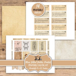 Printable Mini File Folders, Junk Journal Ephemera Kit, Vintage ...