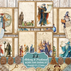 Wizard Junk Journal Kit, Printable Academia Pages, Scrapbook Paper Set ...