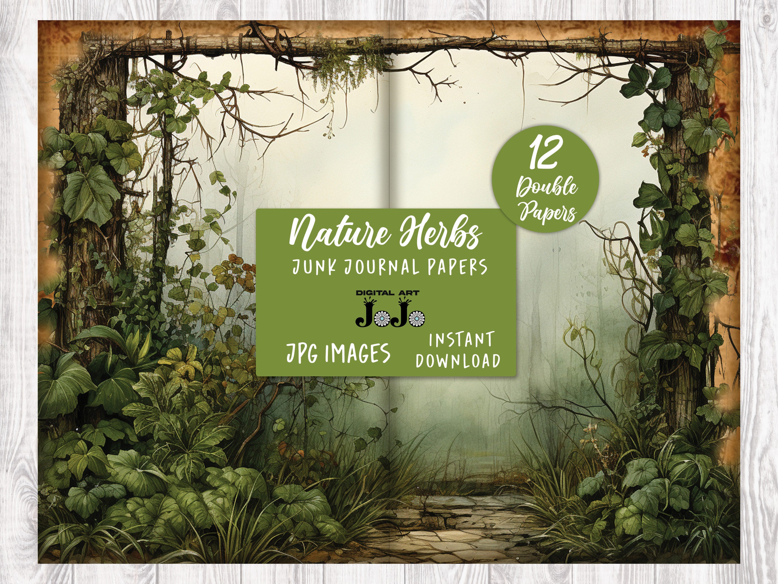 Vintage Nature Junk Journal Pages Kit, Herb Scrapbooking Papers, Forest ...