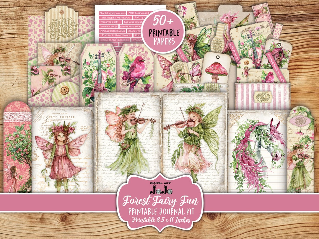 Forest Fairy Junk Journal Printable Kit, Scrapbook Paper Set, Vintage ...