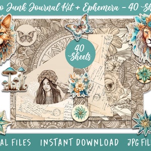 Boho Junk Journal Kits | Digital Download | Bohemian Printable Papers ...