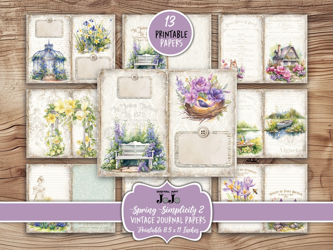 Spring Flowers Junk Journal Printable Papers, Vintage Floral Pages ...
