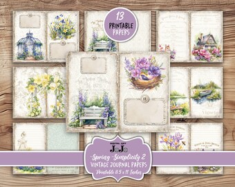 Spring Flowers Junk Journal Printable Papers, Vintage Floral Pages, Wildflower Scrapbook, Digital Download, Summer Digital Pack, Shabby Chic