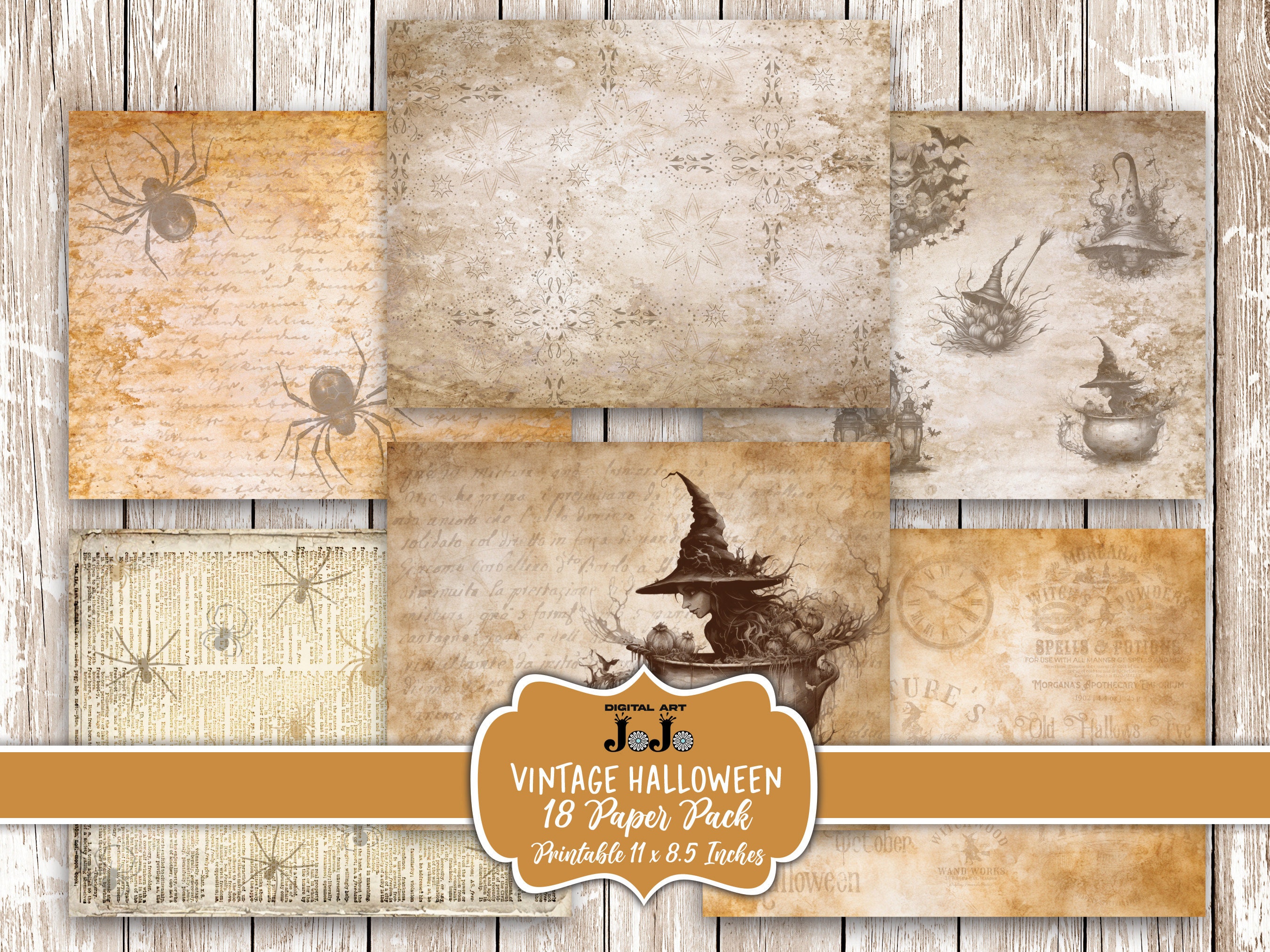 Halloween Digital Paper Pack Printable Scrapbook Sheets - Etsy