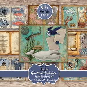 Può includere: Un kit di collage digitale con oltre 50 carte stampabili a tema nautico. Le carte includono immagini di navi, balene, creature marine e altri elementi nautici. Le carte sono progettate per l'uso in giornali di scarto e altre attività di artigianato con la carta. Le carte misurano 8,5 x 11 pollici.
