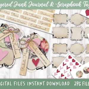 Junk Journal Digital Words, Inspirational, Word, Tags, Ephemera, Labels, Collage, Scrapbook, Neutral, Positive, Printable, Digital Download