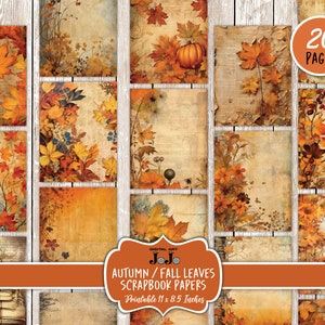 Fall Digital Paper Pack, Nature Printable Scrapbook Sheets, Autumn ...