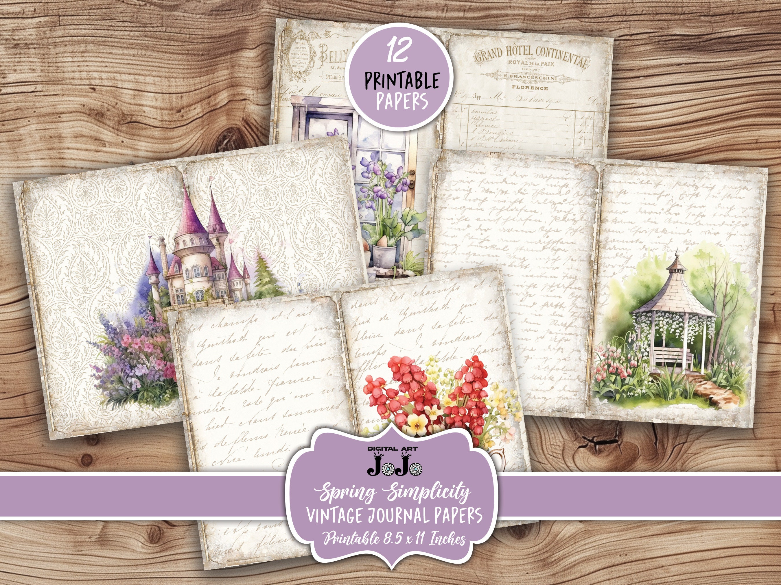 Spring Floral Junk Journal Printable Papers, Vintage Flowers Pages ...
