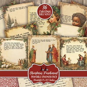 Printable Christmas Bible Verse Cards, Scripture Words for Junk Journal, Digital Downloads, Christian Faith Jesus, Paper Crafts Ephemera Kit