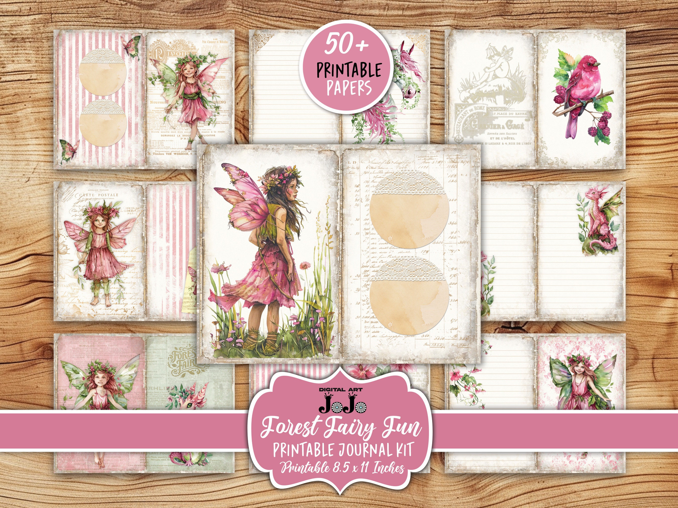 Forest Fairy Junk Journal Printable Kit, Scrapbook Paper Set, Vintage ...