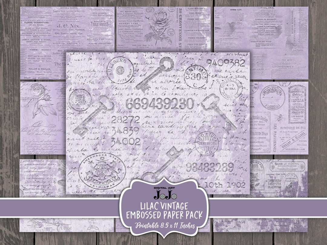 Purple Vintage Junk Journal Papers, Lilac Printable Pages Pack, Digital ...
