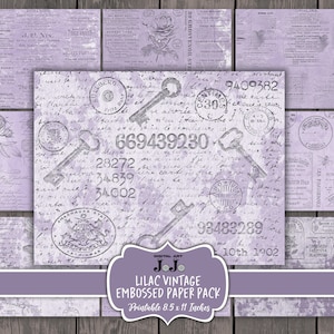 Papeles de diario basura vintage púrpura, paquete de páginas imprimibles lila, kit de efímera victoriana digital, paquete de álbumes de recortes Shabby Chic, antiguo