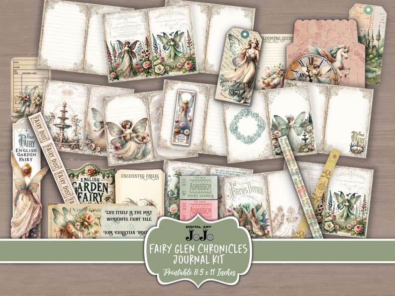 Fairy Junk Journal Printable Kit, Pastel Scrapbook Paper Set, Vintage ...