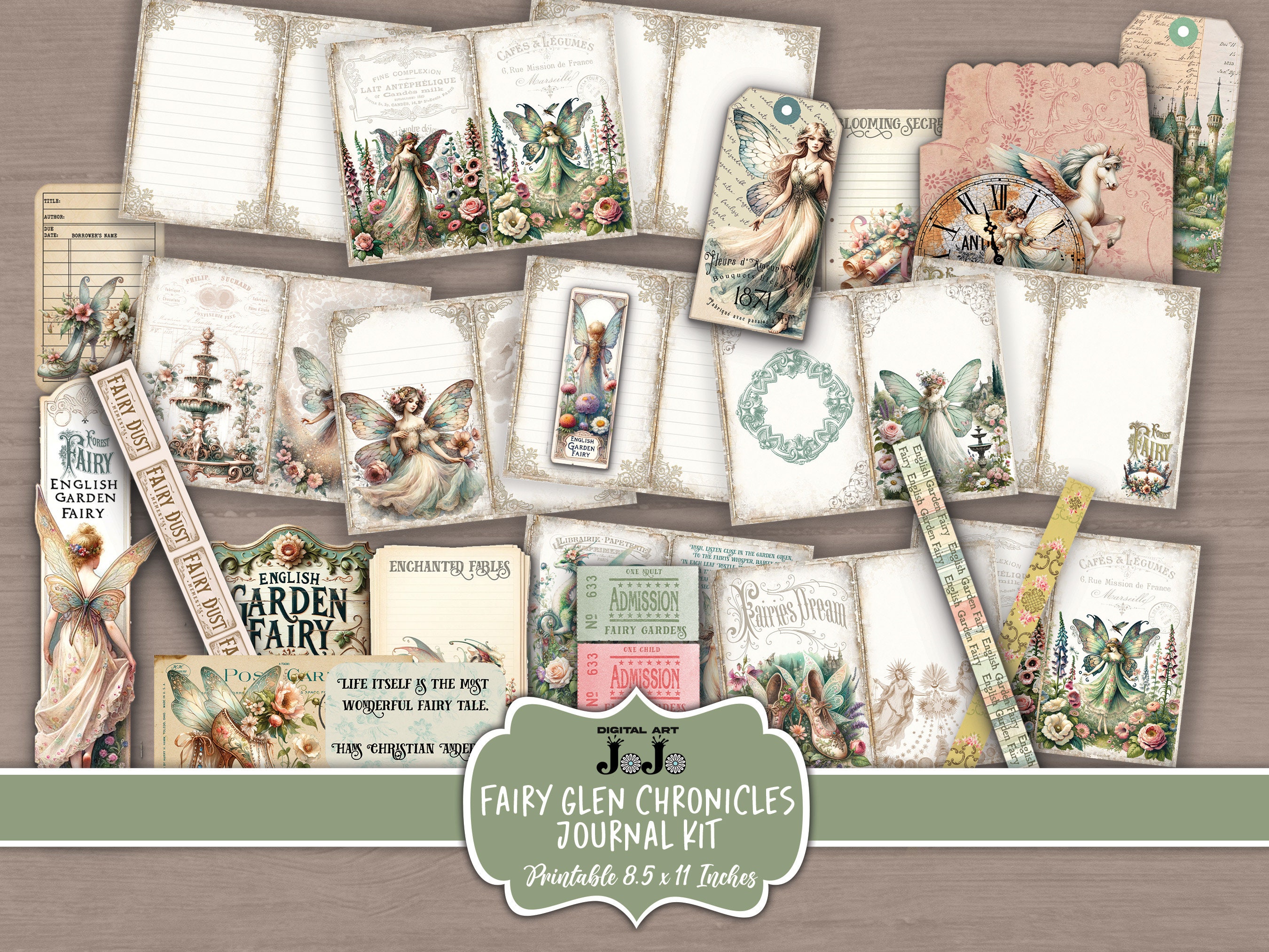 Fairy Junk Journal Printable Kit, Pastel Scrapbook Paper Set, Vintage ...
