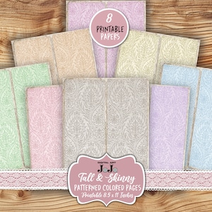 Hohes Skinny Junk Journal Papiere Kit, Pastell Farbe Scrapbook Seiten Set, dünne Vintage Collage Seiten Pack, druckbare Ephemera, sofortiger Download