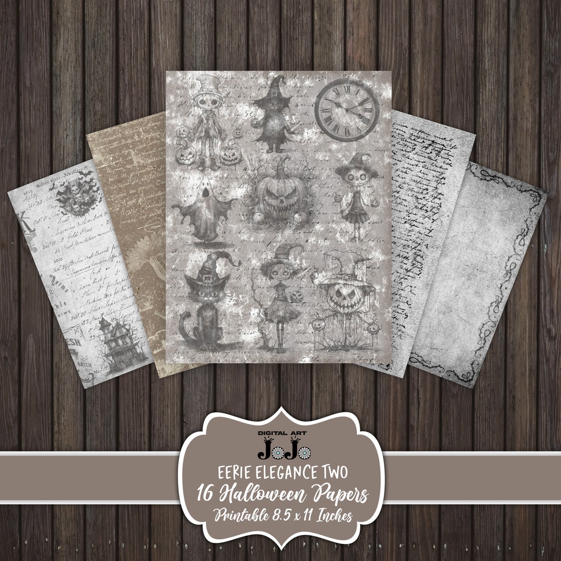 Halloween Digital Paper Pack, Printable Scrapbook Sheets, Journal Pages ...