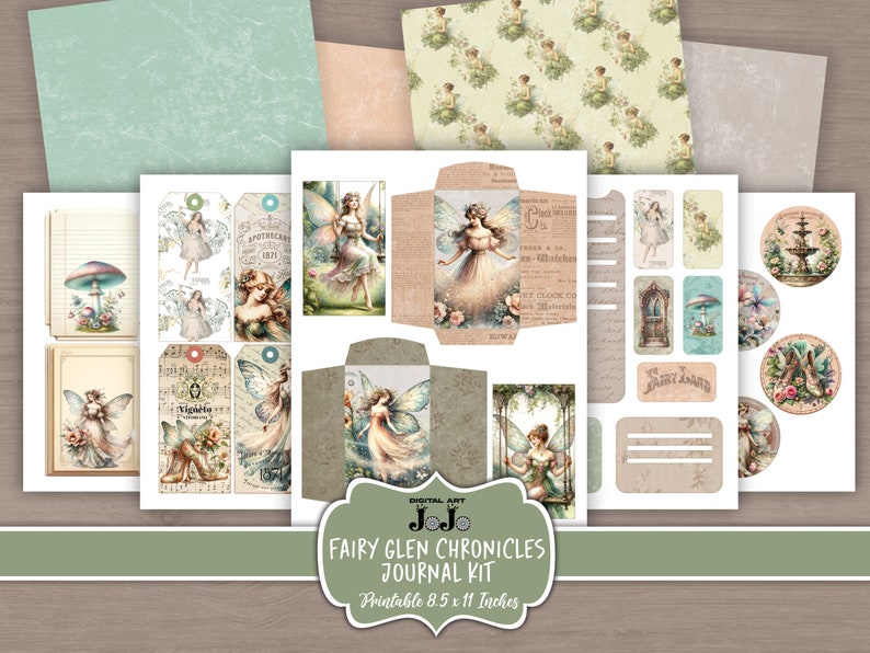 Fairy Junk Journal Printable Kit, Pastel Scrapbook Paper Set, Vintage ...