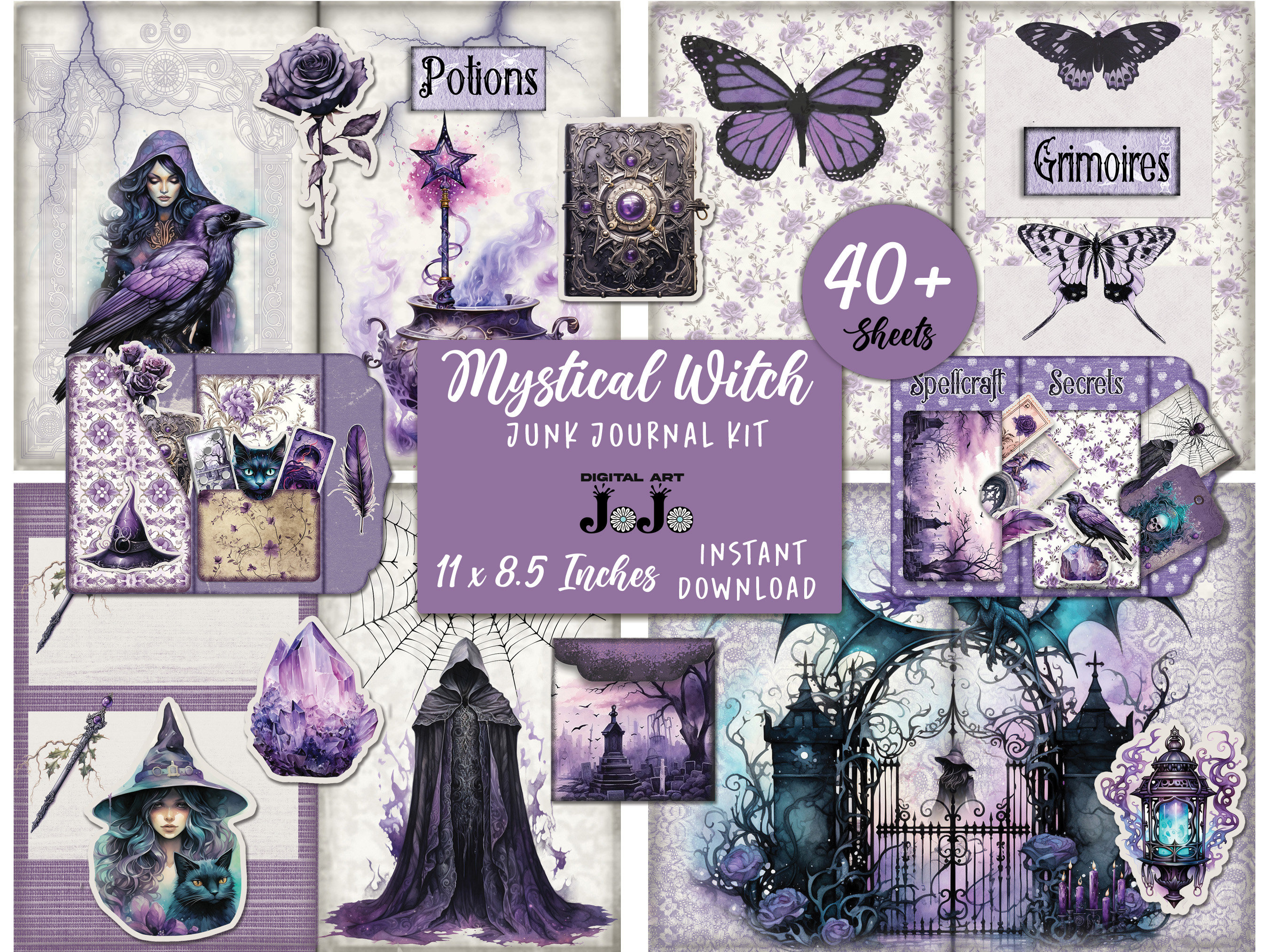 Witch Junk Journal Printable Kit, Witch Junk Journal Ephemera, Junk ...