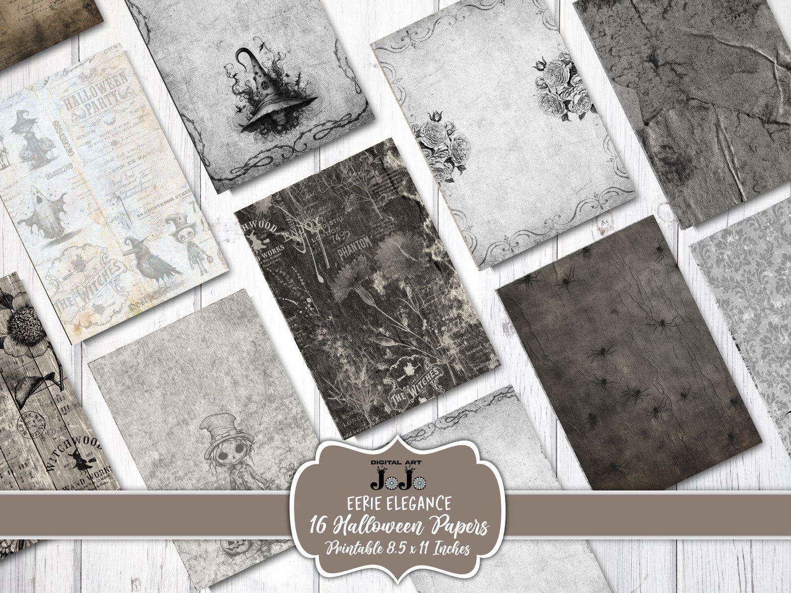 Halloween Digital Paper Pack, Printable Scrapbook Sheets, Journal Pages ...