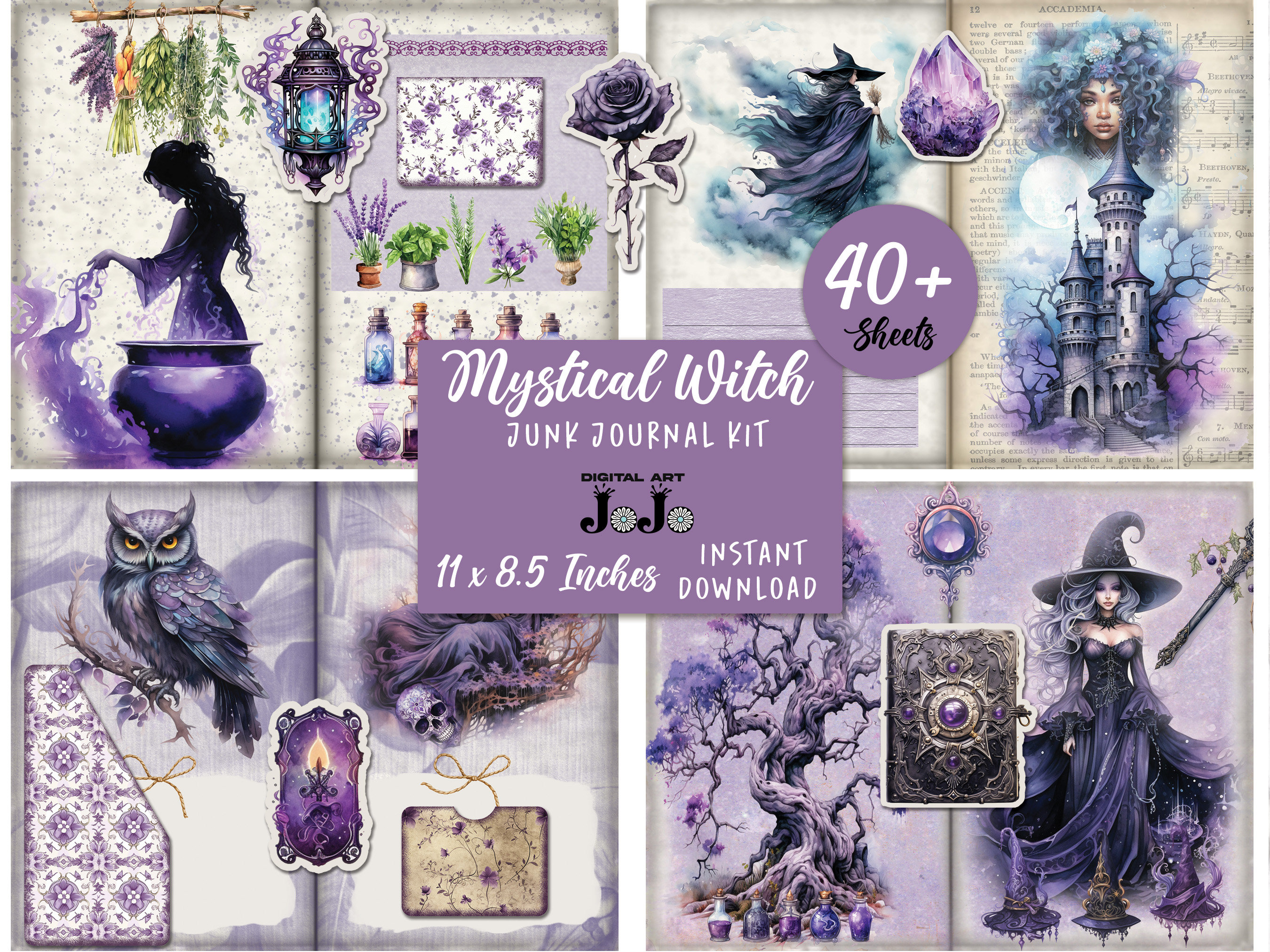 Witch Junk Journal Printable Kit, Witch Junk Journal Ephemera, Junk ...