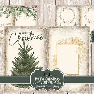 Christmas Junk Journal Papers, Winter Digital Kit, Printable Pages, Scrapbooking Supplies, Collage Sheets, Vintage, Nativity, Tree, Santa