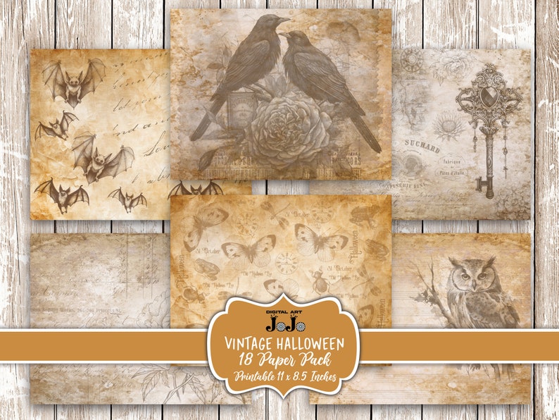 Halloween Digital Paper Pack, Printable Scrapbook Sheets, Journal Pages ...