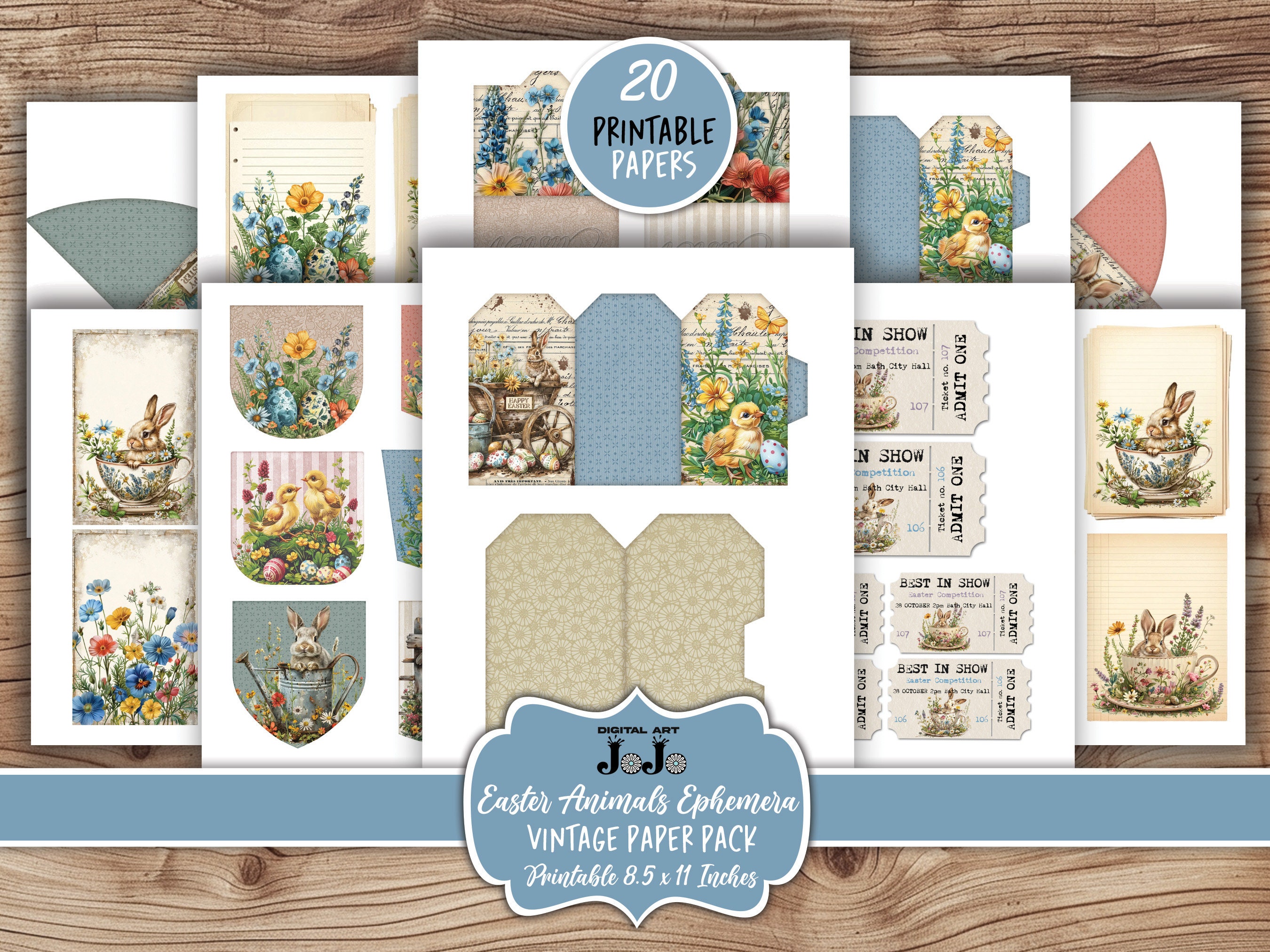Easter Junk Journal Ephemera Kit, Bunny Scrapbook Vintage Papers ...