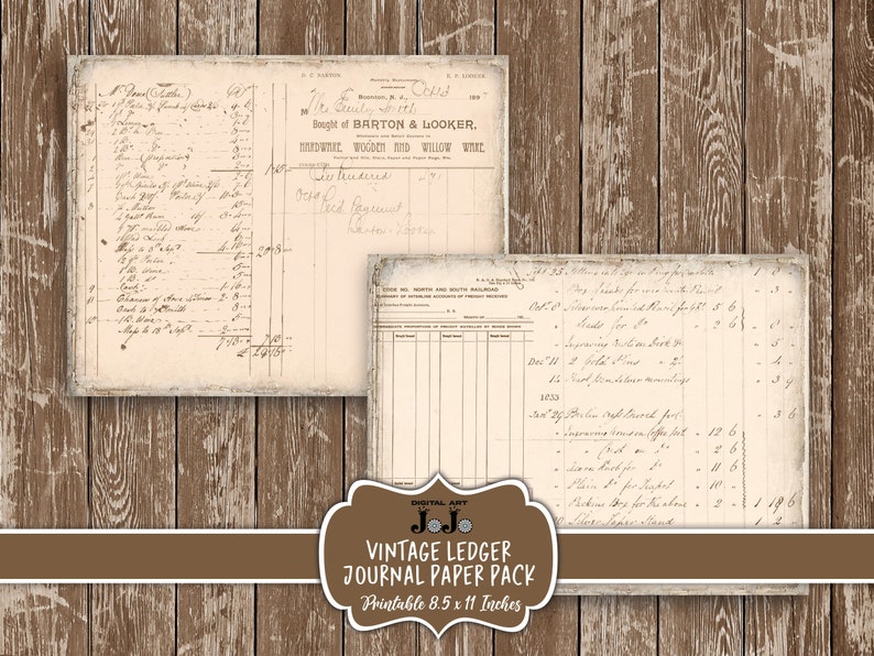 Neutral Junk Journal Ledger Papers, Handmade Printable Pages Pack ...