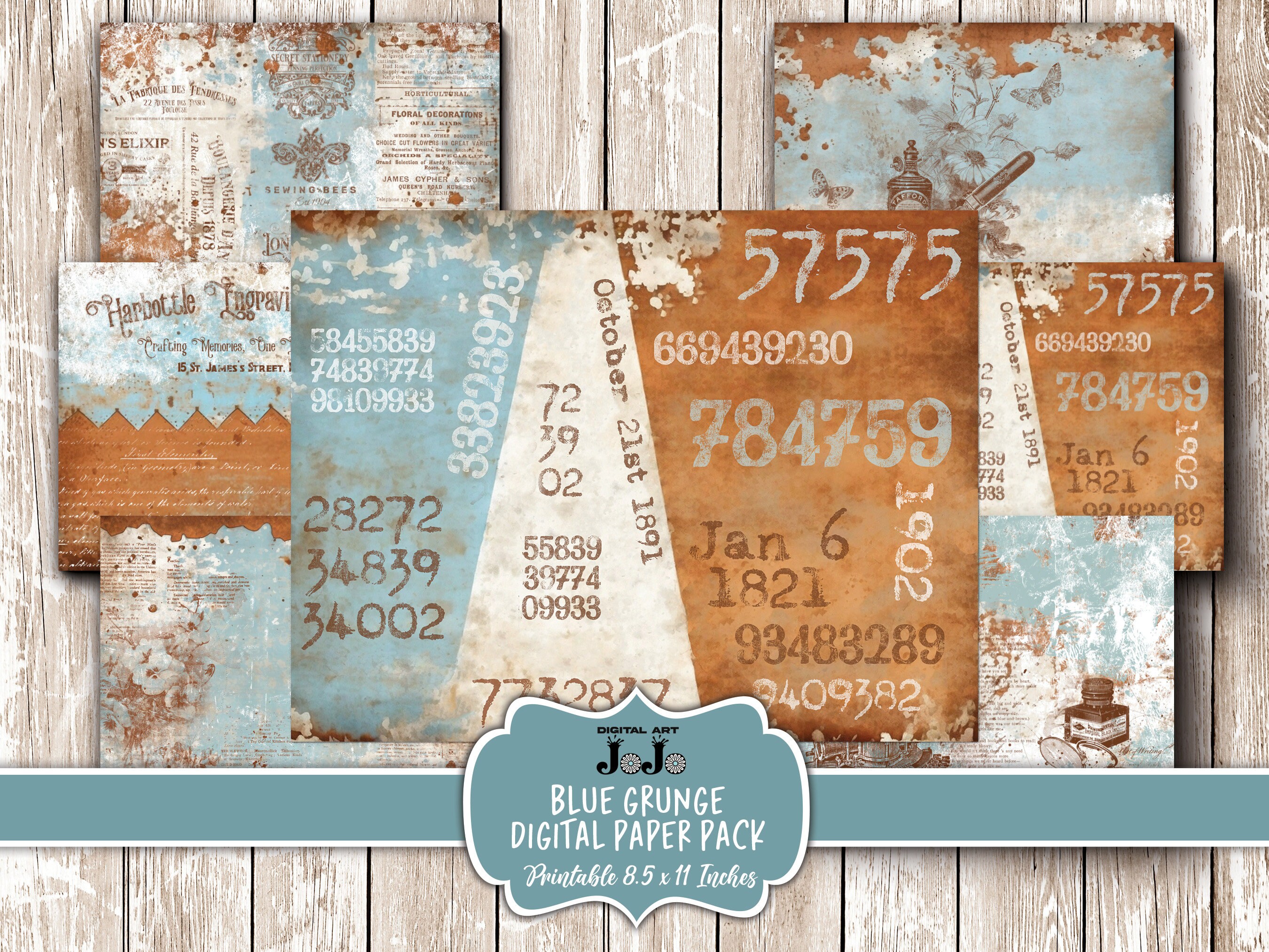 Junk Journal Kit Vintage Blue: Vintage Ephemera for Junk