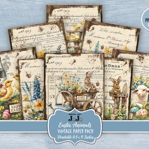 Easter Junk Journal Pages Kit, Bunny Scrapbook Vintage Papers, Floral ...