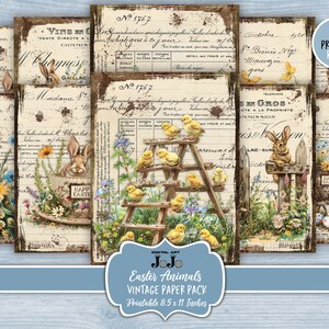 Easter Junk Journal Pages Kit, Bunny Scrapbook Vintage Papers, Floral ...
