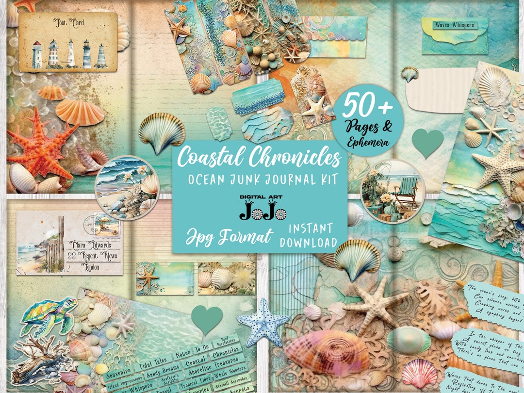 Beach Junk Journal Kit, Ocean Junk Journal Supplies, Printable Junk ...