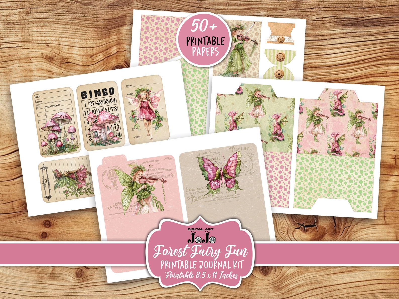 Forest Fairy Junk Journal Printable Kit, Scrapbook Paper Set, Vintage ...