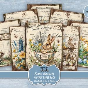 Easter Junk Journal Pages Kit, Bunny Scrapbook Vintage Papers, Floral ...