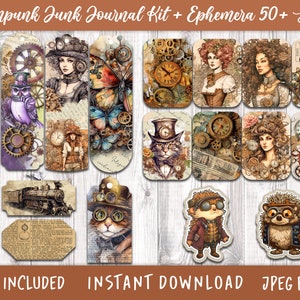 Steampunk Junk Journal Kit, Junk Journal Digi Kits, Ephemera Pages ...