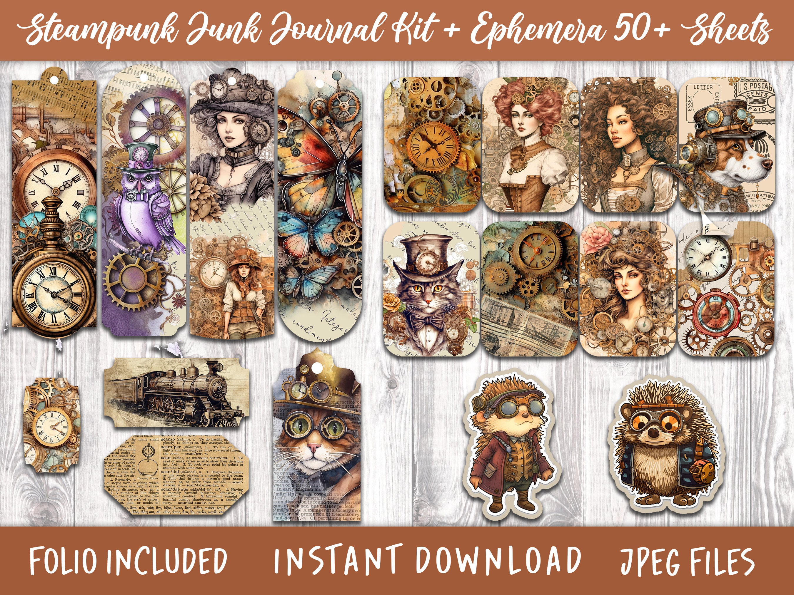 Steampunk Junk Journal Kit Junk Journal Digi Kits Ephemera - Etsy