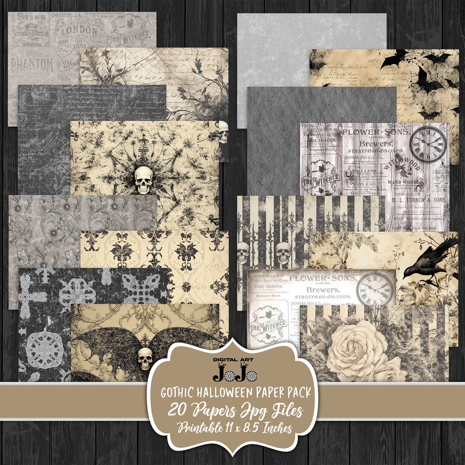 Halloween Digital Paper Pack, Printable Scrapbook Sheets, Journal Pages ...
