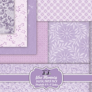 Lilac Junk Journal Printable Papers, Fioletowe strony do scrapbookingu w stylu vintage, Zestaw kolaży w stylu boho, Pobieranie cyfrowe, Shabby Chic, Papiery kwiatowe