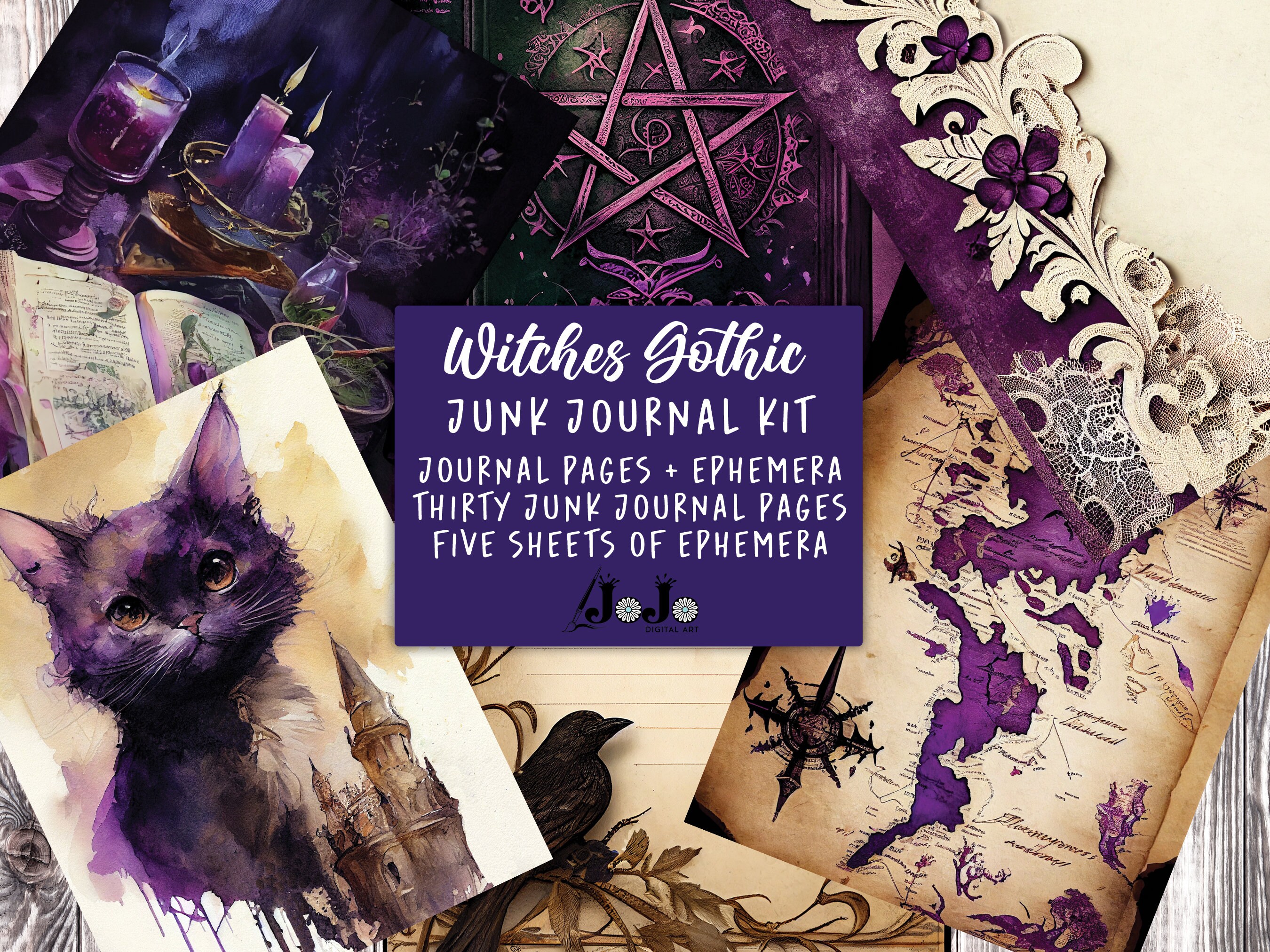 Vintage Witch Gothic Junk Journal Kit, Digital Download, Junkjournal ...