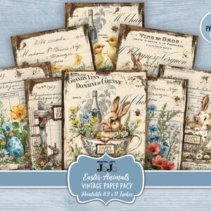 Easter Junk Journal Pages Kit, Bunny Scrapbook Vintage Papers, Floral ...