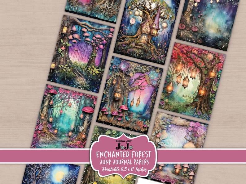 Magical Forest Junk Journal Papers, Fantasy Printable Woods Pages Kit ...