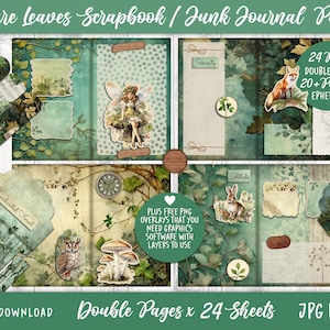 Junk Journal Digital Kits, Wald Junk Journal Digi Kit, Ephemera Seiten, Fairy Fussy Schnitte, Holz Tier, Scrapbook Zubehör, printable