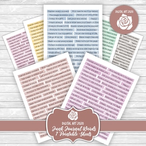 Étiquettes Word pour journal indésirable, citations numériques imprimables pour scrapbooking, kit collage phrases positives, lot de mots éphémères digi, stickers coupe difficile